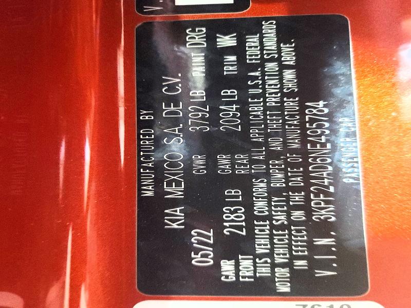 Продаж на аукціоні авто 2022 Kia Forte, vin: 3KPF24AD6NE495784, номер лоту: 55766226