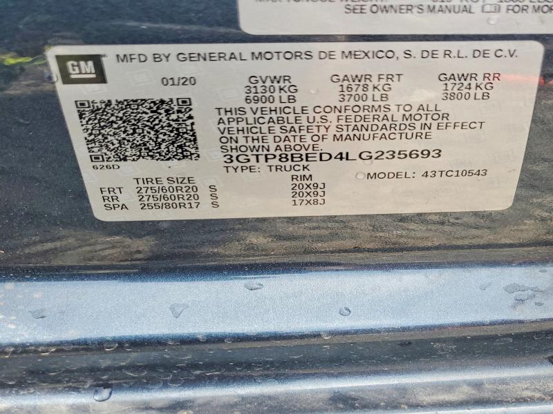 Aukcja sprzedaży 2020 Gmc Sierra, vin: 3GTP8BED4LG235693, numer aukcji: 57154346