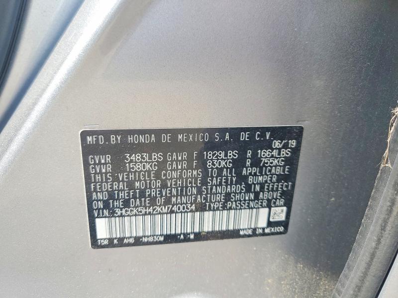Продаж на аукціоні авто 2019 Honda Fit, vin: 3HGGK5H42KM740034, номер лоту: 58784546