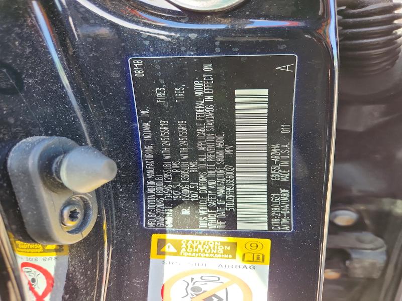 Aukcja sprzedaży 2018 Toyota Highlander, vin: 5TDJZRFH9JS560027, numer aukcji: 55762156