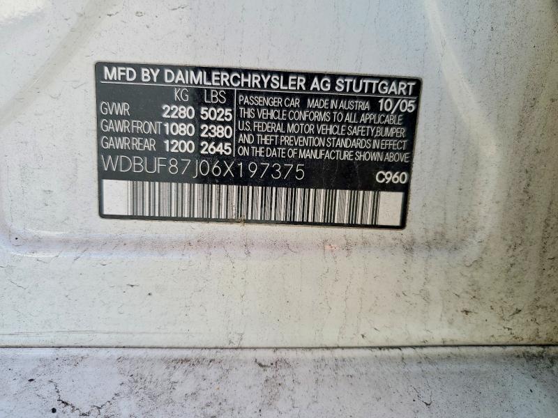 Продажа на аукционе авто 2006 Mercedes-benz E, vin: WDBUF87J06X197375, номер лота: 55851226