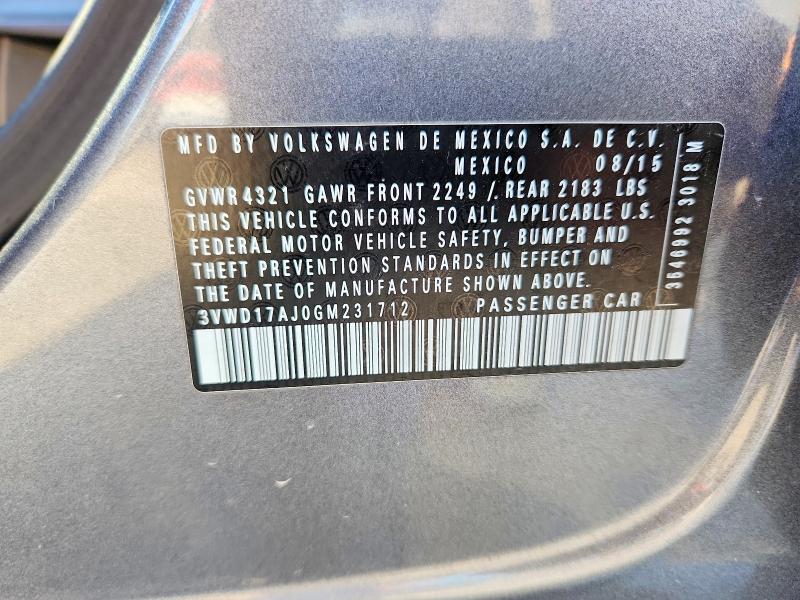 57887046 :رقم المزاد ، 3VWD17AJ0GM231712 vin ، 2016 Volkswagen Jetta مزاد بيع
