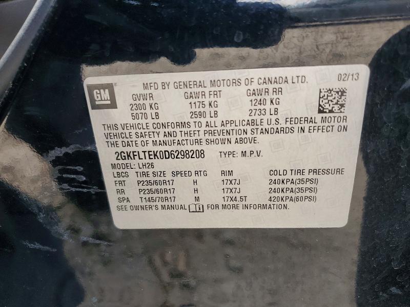 Aukcja sprzedaży 2013 Gmc Terrain, vin: 2GKFLTEK0D6298208, numer aukcji: 57011346