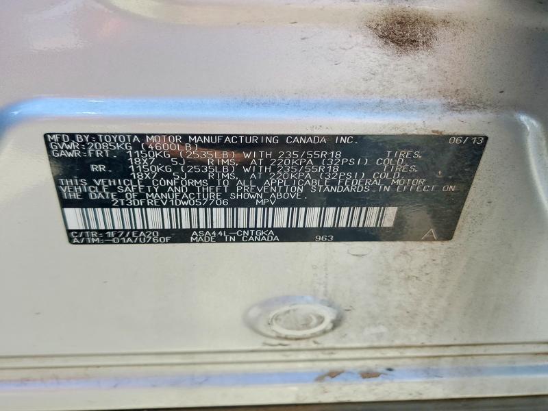 55810056 :رقم المزاد ، 2T3DFREV1DW057706 vin ، 2013 Toyota Rav4 مزاد بيع