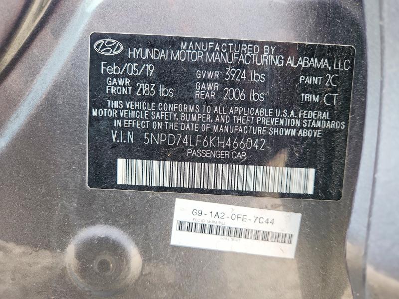 Продаж на аукціоні авто 2019 Hyundai Elantra, vin: 5NPD74LF6KH466042, номер лоту: 56802876
