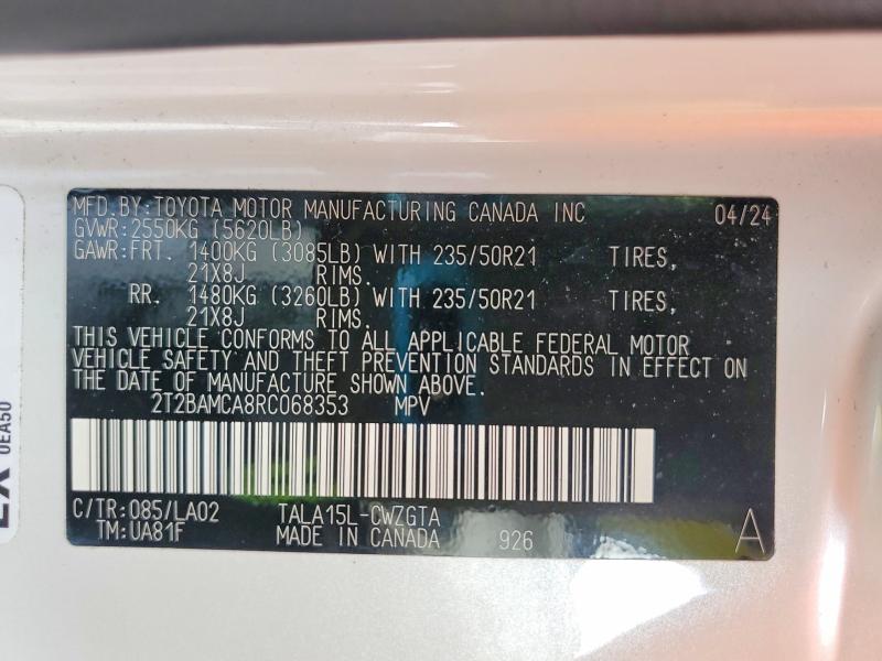 Aukcja sprzedaży 2024 Lexus Rx 350, vin: 2T2BAMCA8RC068353, numer aukcji: 57636666