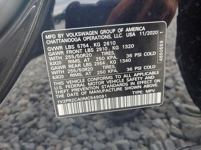 Продаж на аукціоні авто 2021 Volkswagen Atlas, vin: 1V2PR2CA0MC549091, номер лоту: 55704116