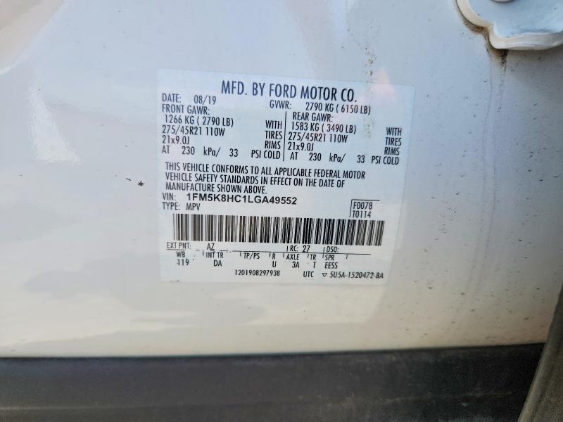 Продаж на аукціоні авто 2020 Ford Explorer, vin: 1FM5K8HC1LGA49552, номер лоту: 56613986