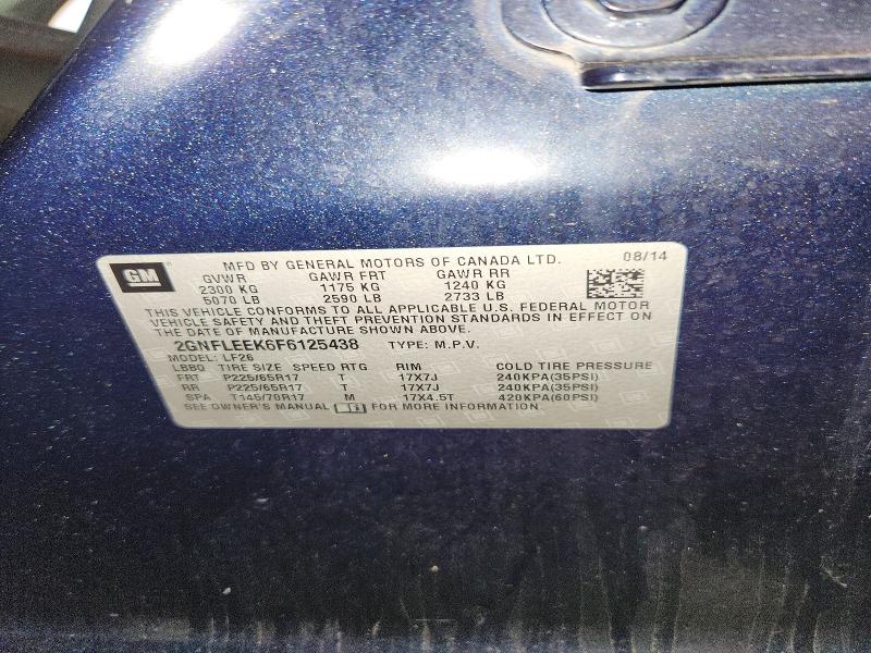 2015 Chevrolet Equinox მანქანა იყიდება აუქციონზე, vin: 2GNFLEEK6F6125438, აუქციონის ნომერი: 58745546