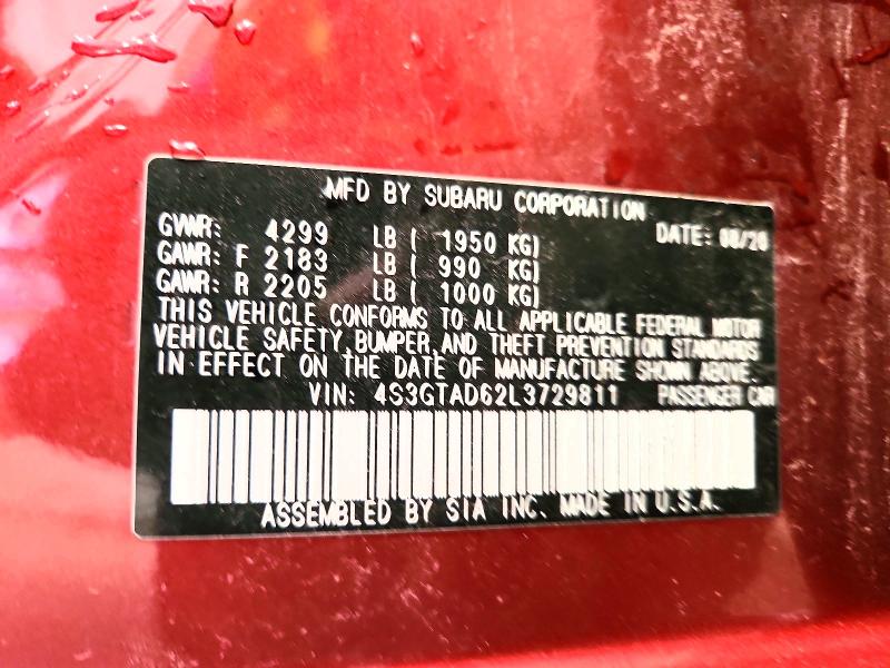 2020 Subaru Impreza მანქანა იყიდება აუქციონზე, vin: 4S3GTAD62L3729811, აუქციონის ნომერი: 58146326