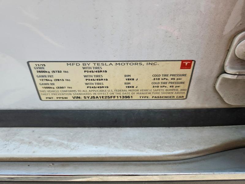 Aukcja sprzedaży 2015 Tesla Model S, vin: 5YJSA1E25FF113961, numer aukcji: 55427676