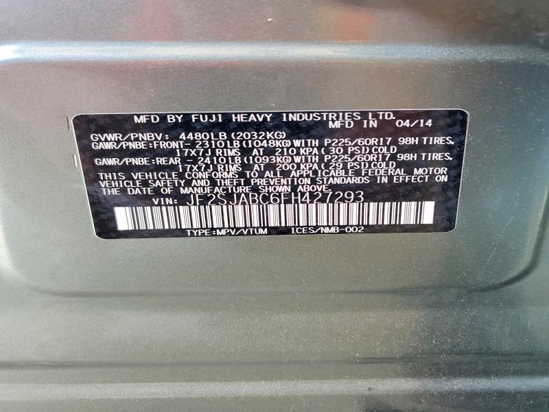 Продажа на аукционе авто 2015 Subaru Forester, vin: JF2SJABC6FH427293, номер лота: 57308726