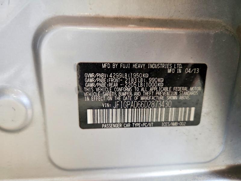 Продаж на аукціоні авто 2013 Subaru Impreza, vin: JF1GPAD66D2873430, номер лоту: 56065756