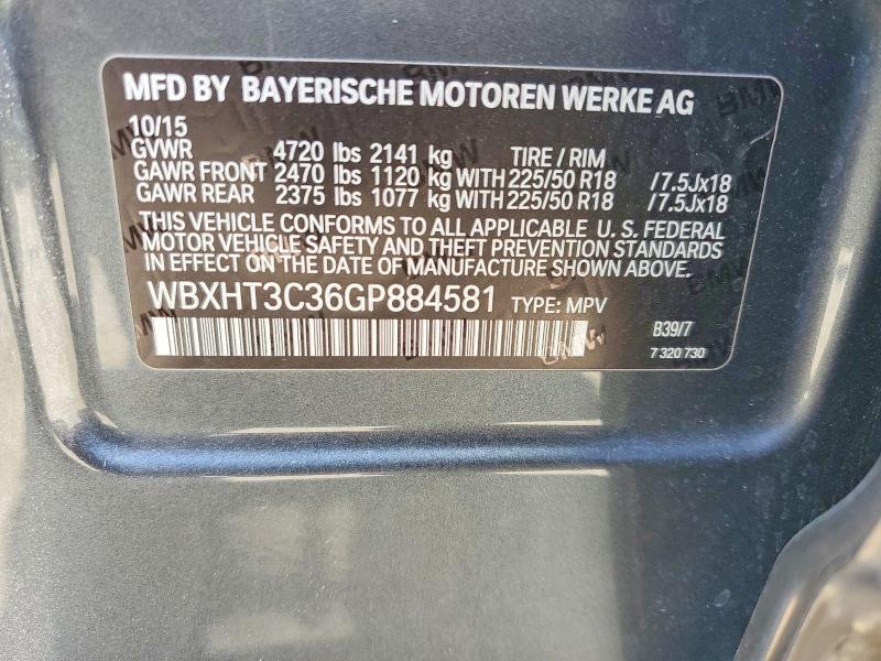 Продаж на аукціоні авто 2016 Bmw X1, vin: WBXHT3C36GP884581, номер лоту: 58844926