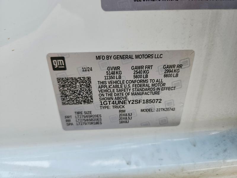 57202596 :رقم المزاد ، 1GT4UNEY2SF185072 vin ، 2025 Gmc Sierra مزاد بيع