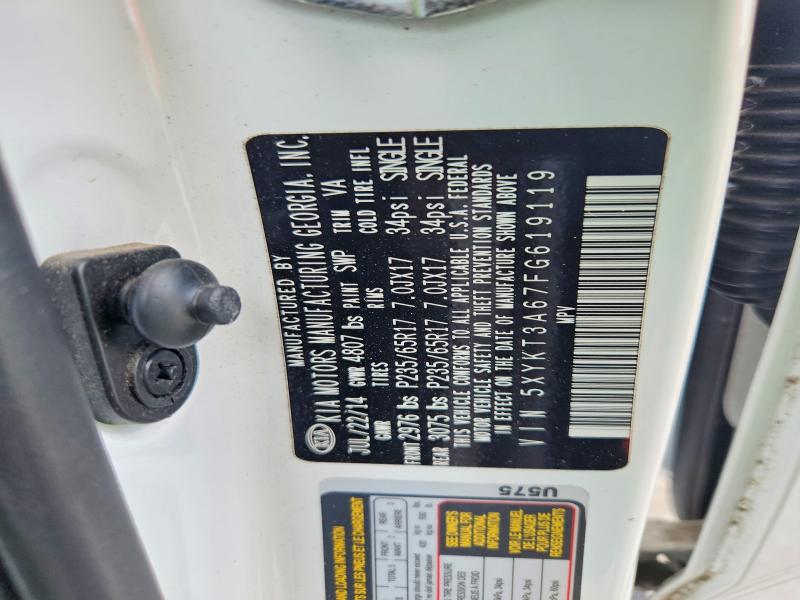 Продажа на аукционе авто 2015 Kia Sorento, vin: 5XYKT3A67FG619119, номер лота: 57342436