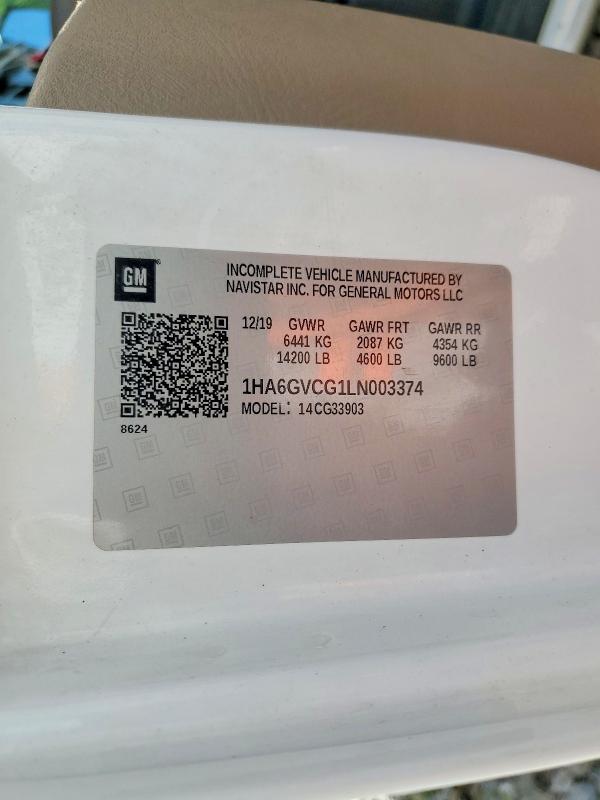 56153746 :رقم المزاد ، 1HA6GVCG1LN003374 vin ، 2020 Chevrolet Express مزاد بيع