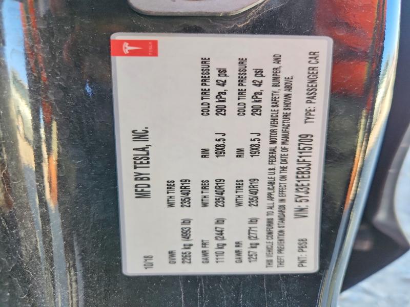 Продажа на аукционе авто 2018 Tesla Model 3, vin: 5YJ3E1EB3JF115709, номер лота: 57323646