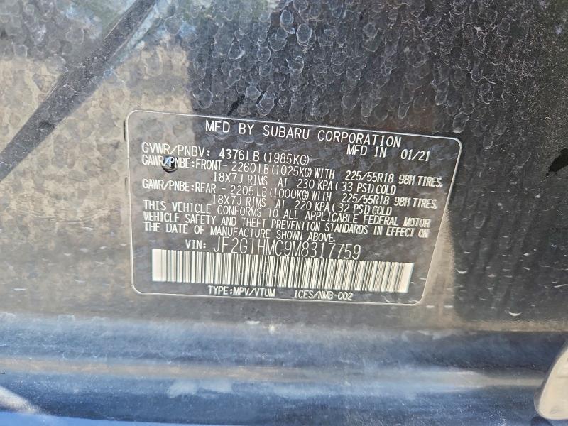 2021 Subaru Crosstrek მანქანა იყიდება აუქციონზე, vin: JF2GTHMC9M8317759, აუქციონის ნომერი: 56118816