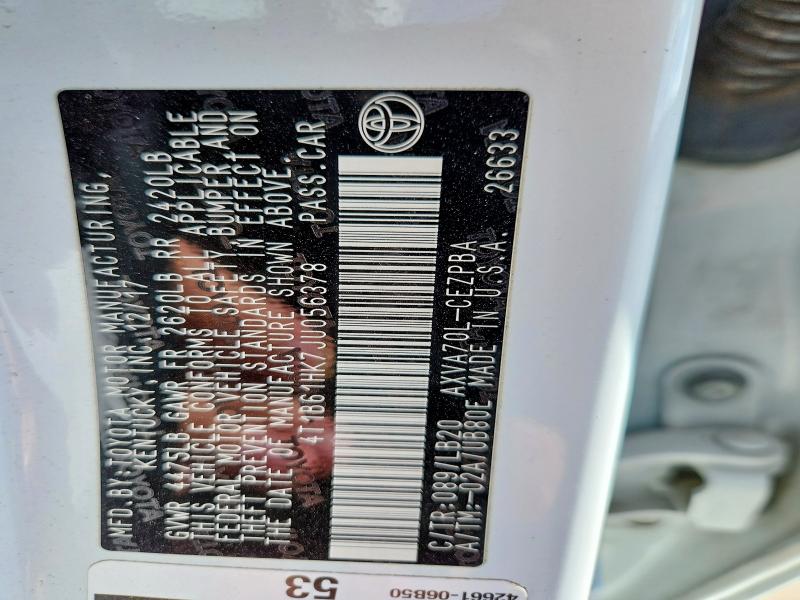 56819126 :رقم المزاد ، 4T1B61HK7JU056378 vin ، 2018 Toyota Camry مزاد بيع