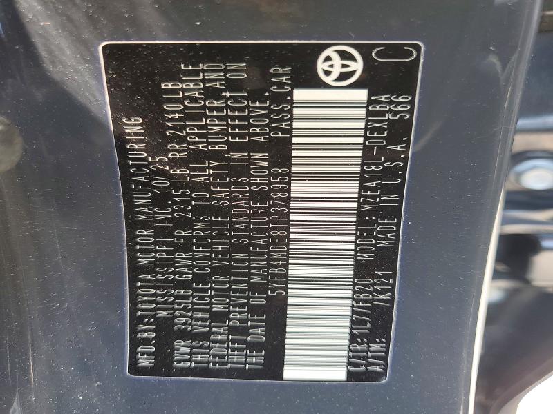 58869856 :رقم المزاد ، 5YFB4MDE8TP378958 vin ، 2026 Toyota Corolla مزاد بيع