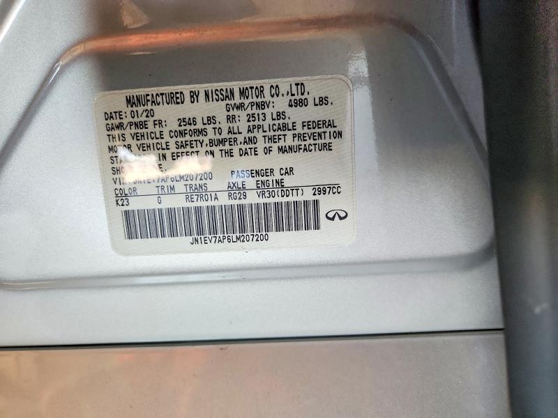 56734306 :رقم المزاد ، JN1EV7AP6LM207200 vin ، 2020 Infiniti Q50 مزاد بيع