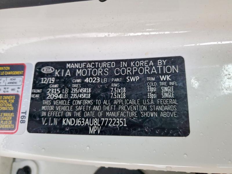 55472436 :رقم المزاد ، KNDJ63AU8L7722351 vin ، 2020 Kia Soul مزاد بيع