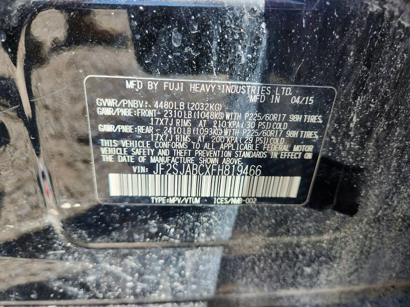 Продажа на аукционе авто 2015 Subaru Forester, vin: JF2SJABCXFH819466, номер лота: 55770326