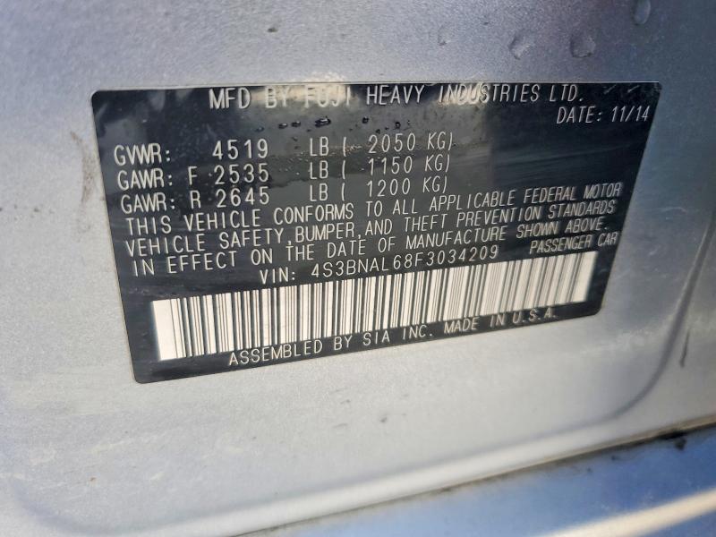 56719156 :رقم المزاد ، 4S3BNAL68F3034209 vin ، 2015 Subaru Legacy مزاد بيع