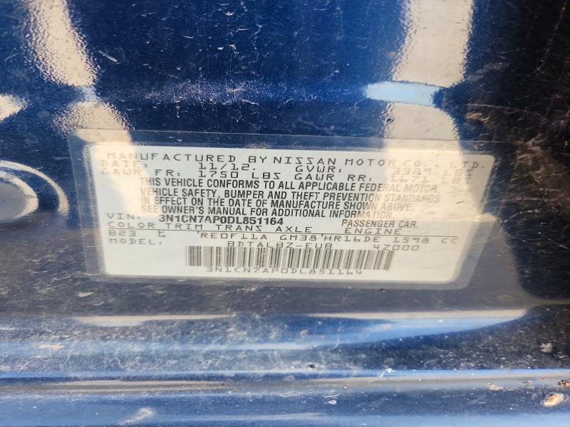 Aukcja sprzedaży 2013 Nissan Versa, vin: 3N1CN7AP0DL851164, numer aukcji: 59081456