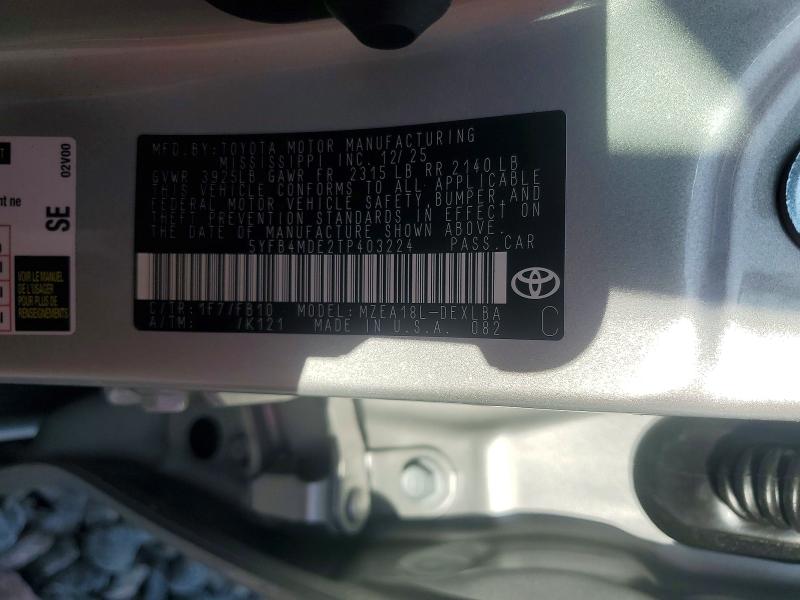 Aukcja sprzedaży 2026 Toyota Corolla, vin: 5YFB4MDE2TP403224, numer aukcji: 57910556