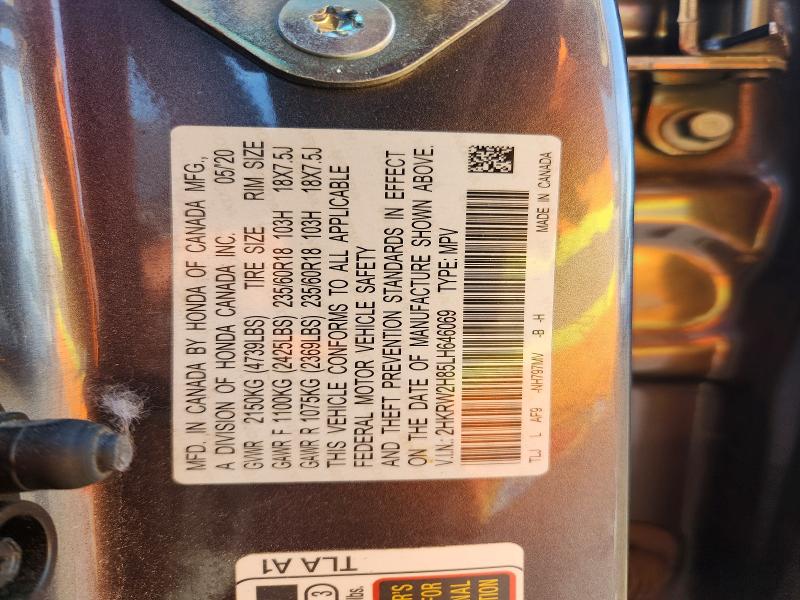 2020 Honda Cr-v მანქანა იყიდება აუქციონზე, vin: 2HKRW2H85LH646069, აუქციონის ნომერი: 55787326