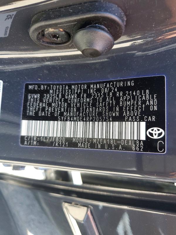 Aukcja sprzedaży 2024 Toyota Corolla, vin: 5YFB4MDE4RP205754, numer aukcji: 55308086