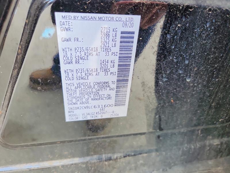 Продаж на аукціоні авто 2020 Nissan Pathfinder, vin: 5N1DR2CN9LC631600, номер лоту: 58169116