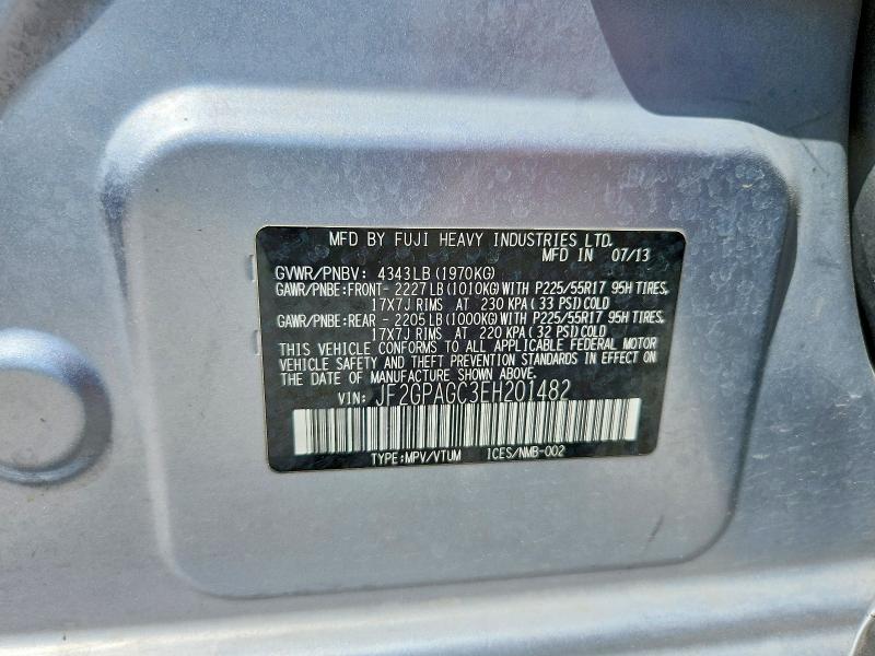 Продаж на аукціоні авто 2014 Subaru Xv Crosstrek, vin: JF2GPAGC3EH201482, номер лоту: 59130696