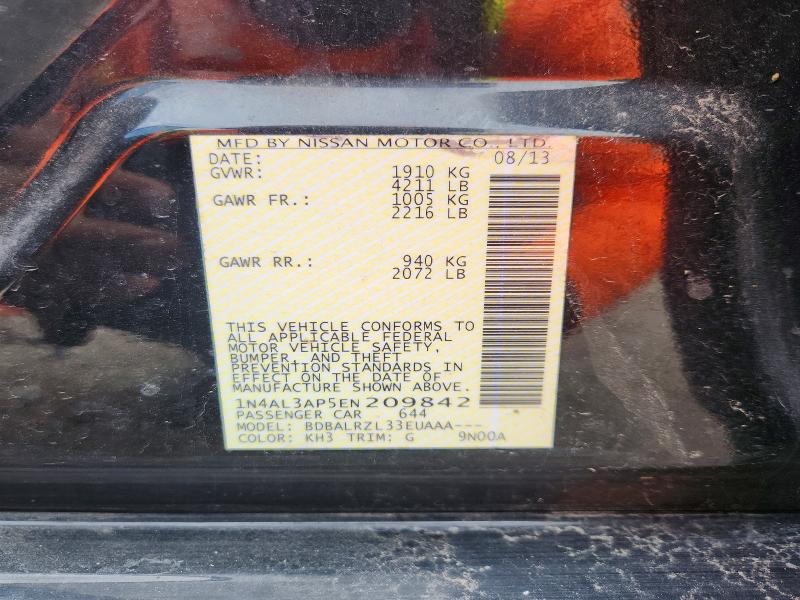 2014 Nissan Altima მანქანა იყიდება აუქციონზე, vin: 1N4AL3AP5EN209842, აუქციონის ნომერი: 56519126
