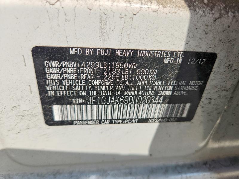 Aukcja sprzedaży 2013 Subaru Impreza, vin: JF1GJAK69DH020344, numer aukcji: 58259506