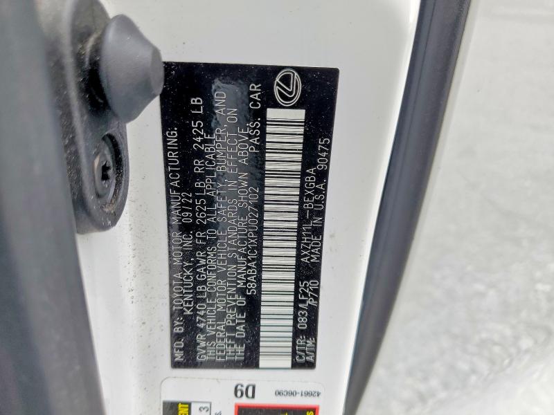 Aukcja sprzedaży 2023 Lexus Es, vin: 58ABA1C1XPU027102, numer aukcji: 56638846