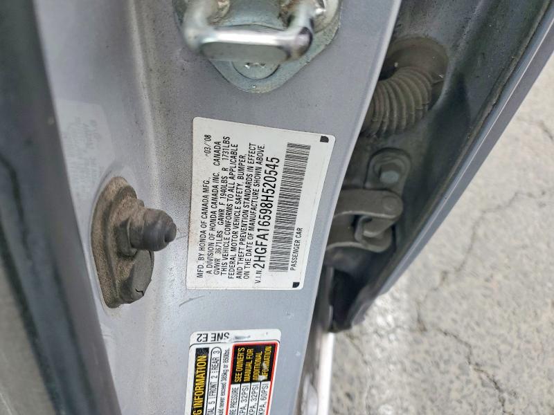 Продажа на аукционе авто 2008 Honda Civic, vin: 2HGFA16598H520545, номер лота: 55585846