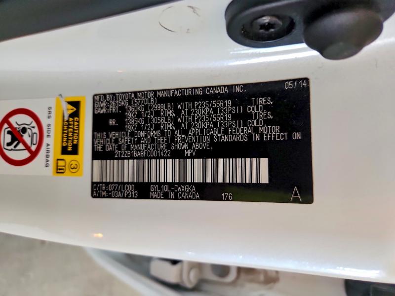 2015 Lexus Rx მანქანა იყიდება აუქციონზე, vin: 2T2ZB1BA8FC001422, აუქციონის ნომერი: 56632736