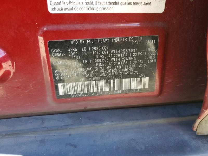 Продаж на аукціоні авто 2012 Subaru Outback, vin: 4S4BRBLC0C3235657, номер лоту: 58932306