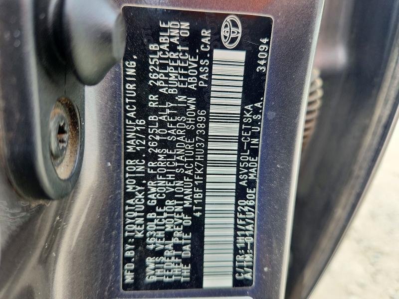 Aukcja sprzedaży 2017 Toyota Camry, vin: 4T1BF1FK7HU373896, numer aukcji: 58990816