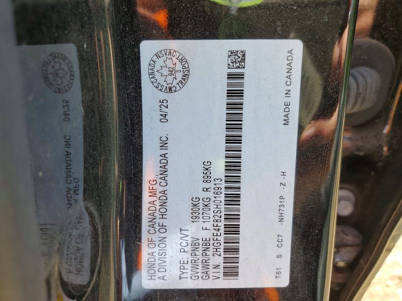 Aukcja sprzedaży 2025 Honda Civic, vin: 2HGFE4F82SH016913, numer aukcji: 57385806