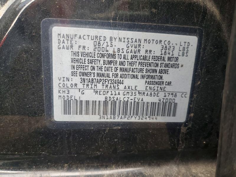 2015 Nissan Sentra მანქანა იყიდება აუქციონზე, vin: 3N1AB7AP2FY324944, აუქციონის ნომერი: 55784466