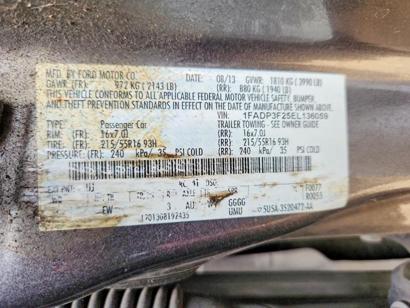 Продажа на аукционе авто 2014 Ford Focus, vin: 1FADP3F25EL136059, номер лота: 55580796