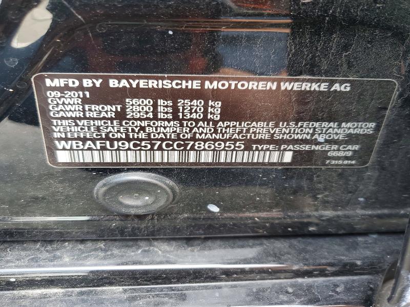 56659316 :رقم المزاد ، WBAFU9C57CC786955 vin ، 2012 Bmw 550 مزاد بيع