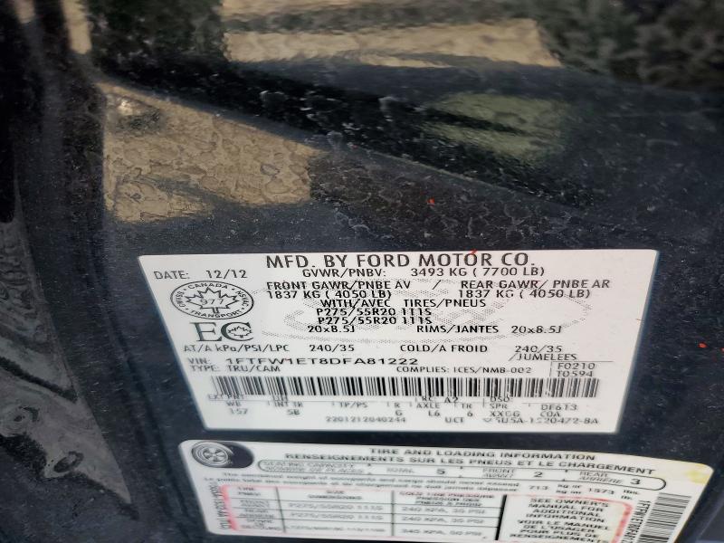 Aukcja sprzedaży 2013 Ford F150, vin: 1FTFW1ET8DFA81222, numer aukcji: 57933526