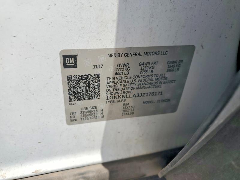 Aukcja sprzedaży 2018 Gmc Acadia, vin: 1GKKNLLA3JZ176171, numer aukcji: 58906356