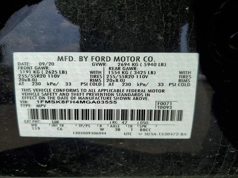 Продаж на аукціоні авто 2021 Ford Explorer, vin: 1FMSK8FH4MGA03555, номер лоту: 56595796