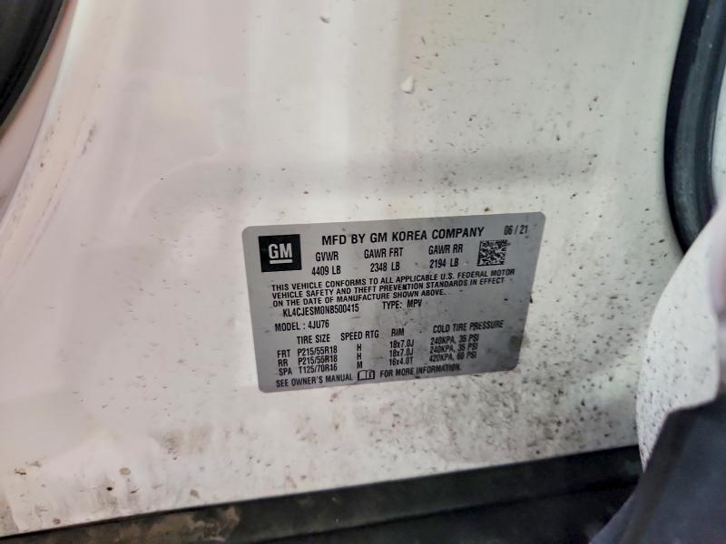 Aukcja sprzedaży 2022 Buick Encore, vin: KL4CJESM0NB500415, numer aukcji: 56980796